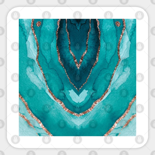 Abstract Aqua Seafoam Blue Glitter Watercolor Sticker by AdrianaHolmesArt